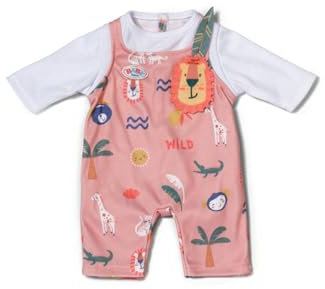 BABY born Strampler mit Langen Ärmeln & Dschungelmotiven - Hochwertiges Puppenzubehör - Kleidung geeignet für Puppen der Größe 43 cm