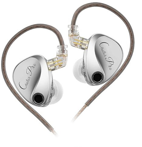 KZ Castor Pro - Monitor de oído ajustable de 5 tonos, auriculares de alta fidelidad mejorados, auriculares para juegos de controlador de doble dinámica, con cable desmontable de 2 pines C
