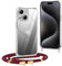 OLEPHY Crossbody Lanyard Case Compatible with iPhone 15 with Strap, Necklace Mobile Phone Cover with Adjustable and Removable Neck Strap, Transparent Shockproof Protective Case, Wine Red