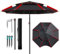 Parapluie De Plage Coupe-vent, Parasol D'extérieur - Parapluie De Cour Avec Étui De Transport - Parasol De Marché Double Top, Parapluie De Pêche Pliant Pour Balcon, Jardin
