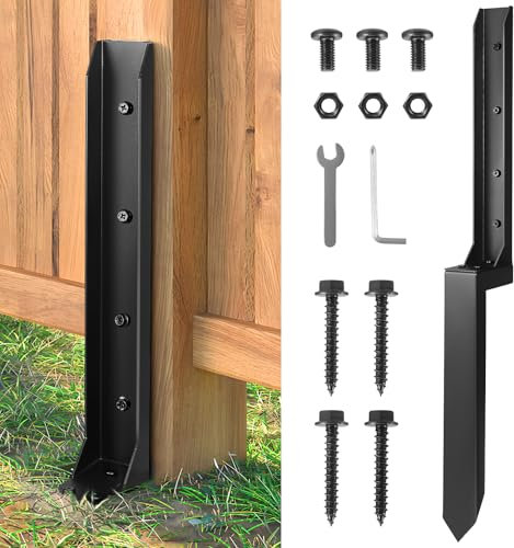 Heavy Duty Fence Post Repair Kit, Steel Fence Post Anchor Ground Spike,Fence Post Support Stake for Repairing Damaged Fence Gate Posts Sign Posts or Mailbox