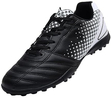 UK 3 Unisex Kid's Football Boots Shoes Boys and Girls Cleats Soccer Shoes Astro Turf Trainers Spikes Junior Sports Profession Competition Teenager Indoor Outdoor Athletic Sneakers #A1_Black