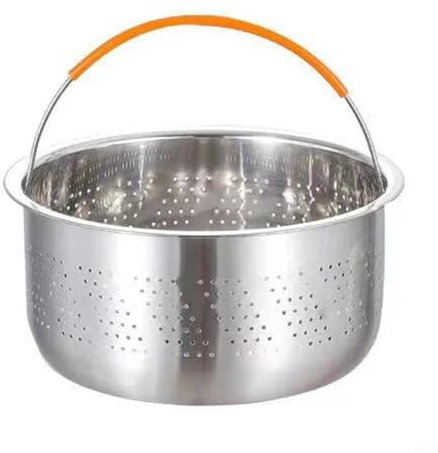 Cestello per cottura a vapore in acciaio inox con fori di scarico per una cottura rapida in pentole a pressione (21,5 cm corto)