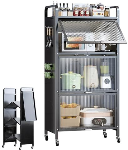 KWMAEEUID Kitchen Storage unit 4 Tier standing Baker‘s Rack Microwave Stand, Industrial Microwave Oven Stand Cabinet, for Home, Kitchen, Dining Room