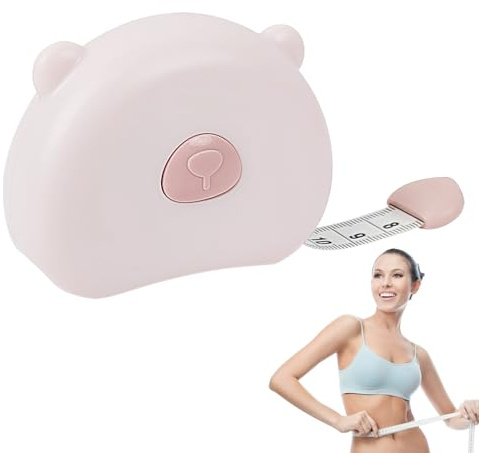 Körpermaßband 150cm/60 Zoll Einziehbar, Schneidermaßband mit Magnetverschluss,Bär Schneidermaßband Measuring Tape zum Messen von Länge, Brust, Taille (Rosa)