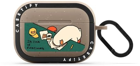 CASETiFY Bounce Airpods Pro (1. / 2. Generation) Hülle mit Ring - I'm sick of everything - Matte Greige