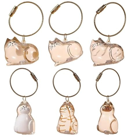 Woobroo 6 PCS Pet Hair Keepsake Keyring - Durable Shatterproof Memorial Bottle with Metal Keyring - Lightweight Pet Fur & Whiskers Holder for Cat & Dog Lovers - Sympathy Gift