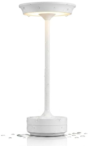 designgold LED Tischlampe kabellos Akku, dimmbare Tischleuchte mit USB-C, 3 Lichtfarben & Touch Funktion, moderne Nachttisch-Lampe für Restaurant, Balkon, Schlafzimmer, Outdoor & Wohnzimmer, Weiß
