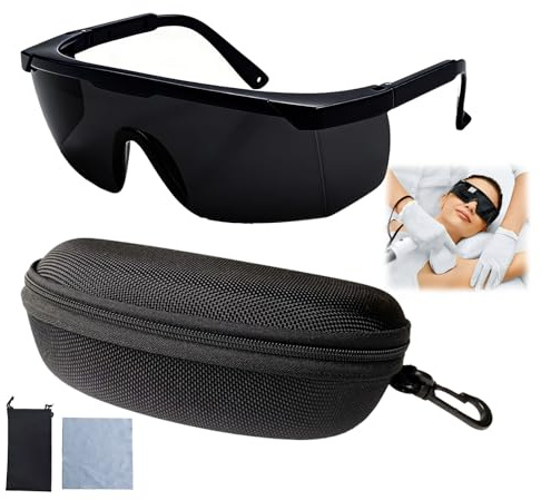Maoggha Gafas de Protección Láser para Depilación IPL,Gafas de Seguridad Laser con UV400, Ergonomicas y Panorámicas para Instrumentos de Belleza y Tratamientos de Luz Pulsada 190-540nm (Negro)