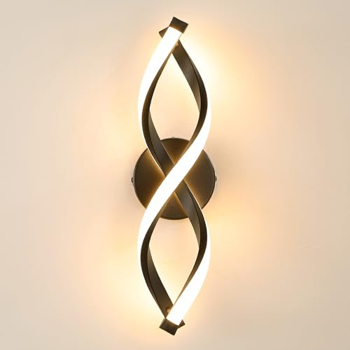 MELAYR LED Wandlampe Modern15W 1500LM Warmweiß für Schlafzimmer | 3000K Innen Wandleuchte, Wandbeleuchtung für Wohnzimmer Korridor Treppen, Schwarz [Energieklasse C]
