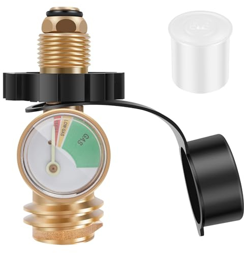Propangas Nachfüll-Adapter mit Gasregler & Manometer | Gasdruckregler 50mbar für Gasgrill | Kompatibel QCC1/POL-Typ | Argon Druckminderer,Temperaturanpassung für Außenheizung und Campingausrüstung