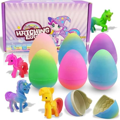 JoyJoyful Einhorn Geschenke Spielzeug für 3 4 5 6 7 8 Jahre Mädchen, 6 Stück Schlüpft Regenbogeneier für Kinder, Geburtstags Ostern Geschenke für Kinder, Mitgebsel Kindergeburtstag Gastgeschenke