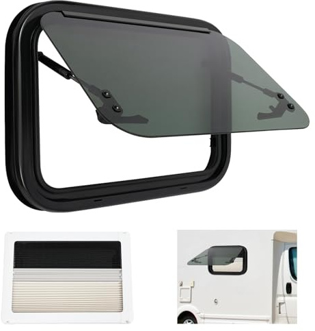 ACROSSPART Ausstellfenster Wohnmobilfenster, Wohnwagen Fenster mit Verdunklung Seitenfenster, 85° RV Externes Push Fenster für Van, Camper & Wohnwagen (500x350mm)