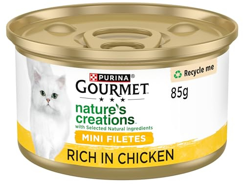GOURMET Nature's creations Rich in Chicken, garnished with spinach and tomatoes Wet Cat Food Can 85g (pack of 12)