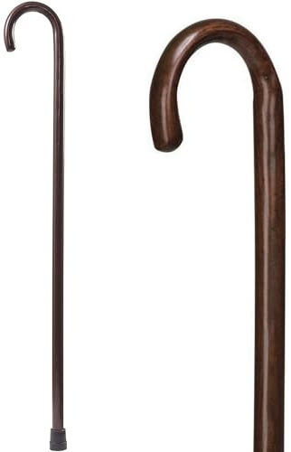 DMI Round Handle Wood Cane, Wooden Walking Cane with Rubber Tip, Durable and Warp Resistant Walnut Wooden Walking Stick, Lightweight and Strong, Holds up to 250 lbs, Made in the USA