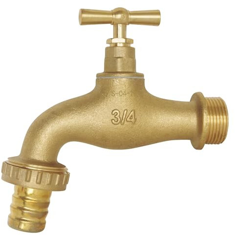 SOMATHERM FOR YOU - Bewässerungsventil mit Klappe - Zulauf 20/27 - Nase 26/34 - Messing gebürstet - Anschluss an der Nase