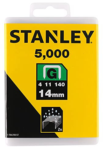 Stanley 1-TRA709-5T Lot de 5 000 agrafes robustes de type G 14 mm Jaune