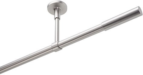 DécoProfi Gardinenstangen Chrom Matt 1-läufig Ø 16 mm L: 240 cm I Shuck Gardinen/Vorhangstange im Set I Inklusive Träger, Befestigung und Endstücke I Decken- oder Wandbefestigung