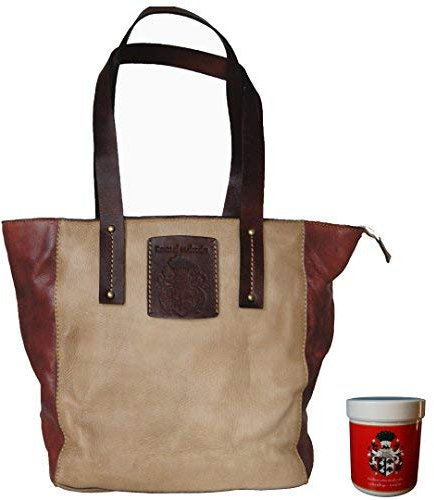 BARON of MALTZAHN Damen-Shopper Schultertasche TOKIO aus Leder + Lederpflege
