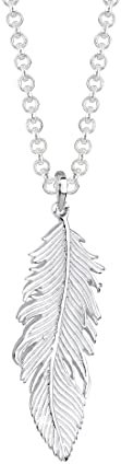 Elli Halskette Silber 925 Feder Kette Damen Schmuck Geschenke für Frauen Mädchen Mama Freundin, Boho Festival Silberkette Länge 45 cm