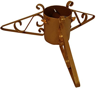 Garden Pride Christmas Tree Stand - 5 Base - Metal - Solid Steel - Plastic Coated (Gold)
