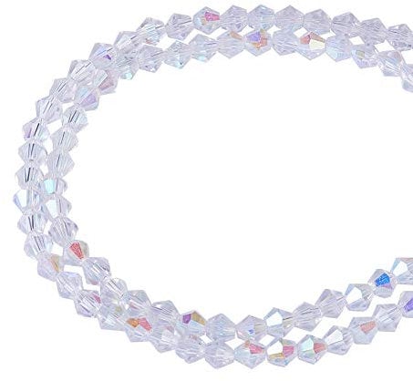 NBEADS 10 Strands of 4mm Imitate Austrian Crystal Faceted Glass Beads Bicone Beads Ab Color Plated for Necklace Earrings Jewelry Making Decoration