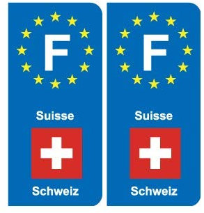 F Europe Suisse Switzerland autocollant plaque - Angles : arrondis