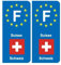 F Europe Suisse Switzerland autocollant plaque - Angles : arrondis