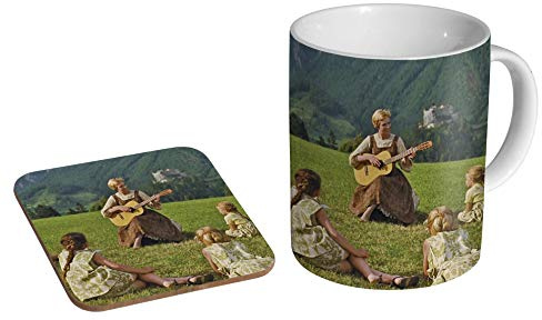 AWEHIRU The Sound of Music Julie Andrews Hill Ceramic Coffee Mug + Coaster Gift Set …