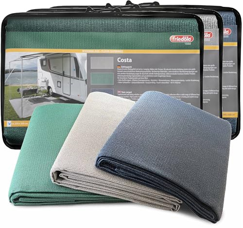 Primaflor Vorzeltteppich Costa | Grün | 400 x 250 cm | 2,4 mm | Camping Teppich Outdoor | schnelltrocknend | mit Drainage | Made in Germany