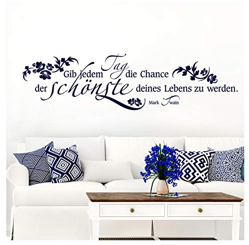 Grandora Wandaufkleber Spruch Gib jedem Tag die Chance I azurblau (BxH) 100 x 26 cm I Wandsticker Flur Wandspruch Wohnzimmer Wandtattoo Aufkleber W5576