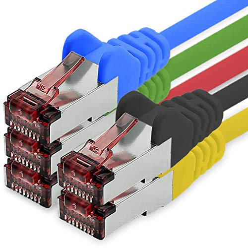 1CONN Cavo di Rete Cat6 0,5m 5 Colori Vari1 Cavo Patch LAN Cat 6 Cavo di Rete LAN Sftp Pimf Lszh Rame 1000 Mbit s
