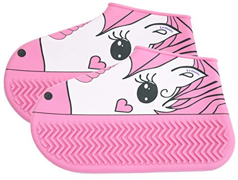 Lemmy wasserdichte Silikon Überschuhe, Überziehschuh Kinder,Schuhüberzieher Kinder,waschbar,rutschfest. Geeignet für Regen,Schnee,Schlamm, Sand. (155, Einhorn)