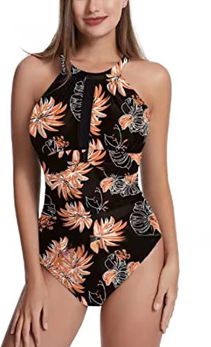 Sweetneed chida yi Badeanzug Damen Bauchweg High Neck Bademode Strandmode Schlankheits Einteilige Shape Badeanzug Damen Push Up Moder Swimsuit