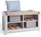 VonHaus Shoe Storage Bench w/Padded Seat & 4 Open Storage Shelves - Grey Hall Shoe Rack Bench w/Ash Wood Veneer Top - Multifunctional Footwear Organiser Seat for Hallway, Entryway & Porch