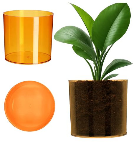 KADAX Blumentopf aus Kunststoff, 13 Farben, glänzenden Topf in zylindrischer Form, Kräutertopf, Blumenvase, Übertopf, Pflanzkübel, Pflanzentopf (⌀ 12,8 cm, orange)