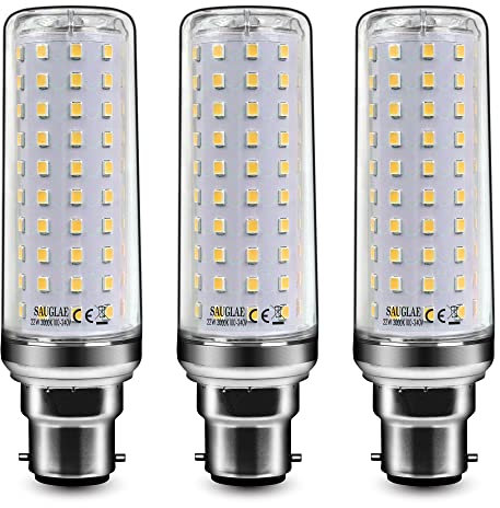 SAUGLAE 22W LED Lampen, 180W Glühlampen Äquivalent, 3000K Warmweiß, 2500Lm, B22 Bajonett Kappe LED Leuchtmittel, 3 Stück