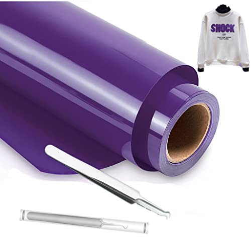 NCRGB Lámina de vinilo violeta para plóter de textiles, 30,5 x 305 cm con pinzas, película de transferencia para Cricut y Silhouette Cameo. Para proyectos de bricolaje con camisetas y otros tejidos