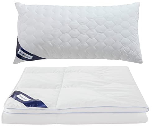 Heidelberger Bettwaren Bettdecke und Kissen - Alaska | Sommerdecke 135x200 cm + Kopfkissen 80x40 cm | Schlafdecke Weiß, Steppbett mit Tencel®-Füllung, atmungsaktiv, hautfreundlich, nachhaltig