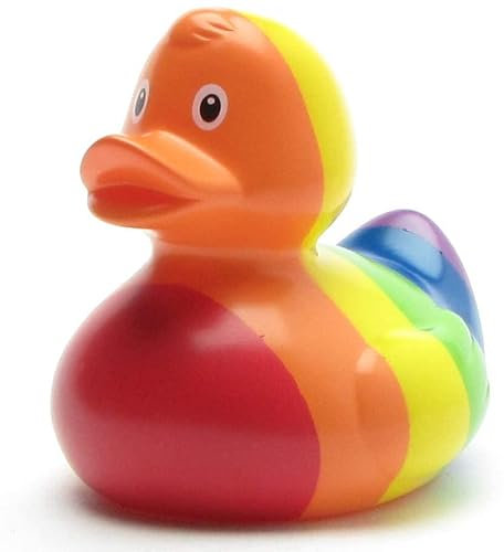 Duckshop I Badeente Happy Pride I Quietscheente I L: 9 cm I inkl. Quietscheentchen-Schlüsselanhänger im Set I Geschenk LQBT I Präsent Sammler