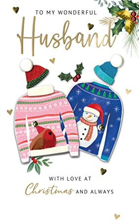 My Wonderful Husband Embellished Christmas Card Hand-Finished Champagne Cards XCDC383