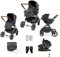 Ickle Bubba Cosmo Travel System Stratus (Graphite Grey/Black) - from Birth to 22kg (Approx. 4 Years). Includes Convertible Seat, UPF 50+ Hood, Footwarmer, Apron, Raincover, Changing Bag & Mat