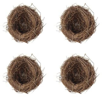 4 Stück Rattan Ostern Vogelnest Deko, 6cm Künstliches Vogel Nest Festival Ostern Deko Handgemacht Vögelnest Rattan Birdhäuser Natürliche Taube Nest ,Ostereier Basteln Deko für Garten Ostern Deko
