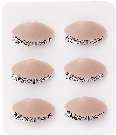 3 Pares Pestañas Párpados Párpados Práctica, Maniquí Párpados entrenamiento pestañas, Párpados Repuesto para Cabeza Maniquí para Extensiones Pestañas y Maquillaje (Rosa)