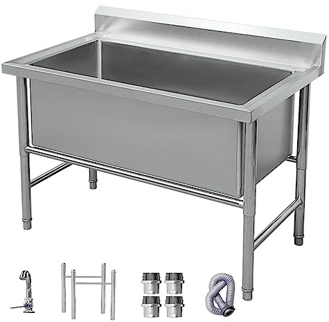 TRGCJGH Evier Cuisine, Évier Inox 1 Cuve, Évier sur Pied, Lavabo Commercial De Cuisine, Évier Extérieur Inox pour Cuisine, Restaurant, Garage, Jardin(80cm/31.4in,15.7 Deep)