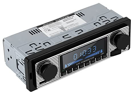 Radio Bluetooth Autoradio Auto Lecteur de Musique MP3 Stéréo Classique avec Unité de Tête au Tableau de Bord USB/Stockage/AUX/FM (12V)