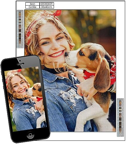 Souarts Diamond Painting Eigenes Foto, 5D Diamant Painting Bilder Selbst Gestalten, Personalisierte Diamant Malerei Erwachsene Kinder Geschenk Home Decor 40x50cm