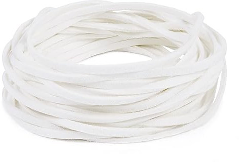 LEREATI Faux Leather Cord for Jewellery Making, 3mm Suede Cord Flat Leather String, 5m Beading Thread for Necklace, Bracelet, Pendants, Dream Catcher, DIY Crafts (White)
