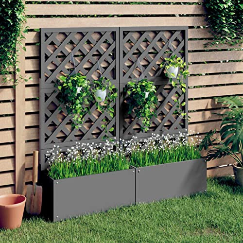 LAPOOH Jardinières en Treillis 2 pcs Gris 65x33x135 cm WPC,Jardinières,Jardinieres Exterieur,Bac Jardiniere,Bac à Fleurs Extérieur,Jardinieres Balcon