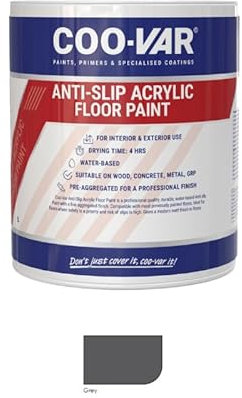 CooVar Anti Slip Acrylic Floor Paint - Light Grey - 5 Litre